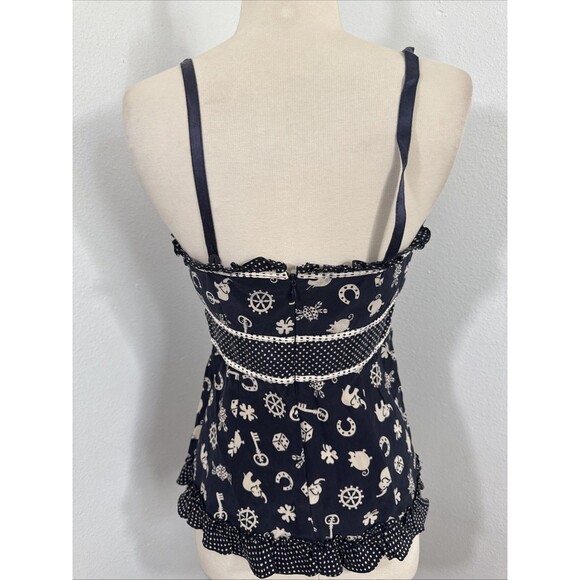 Nanette Lepore Top Women 8 Silk Navy Babydoll Fairycore Grunge 90s Y2K - Picture 4 of 10